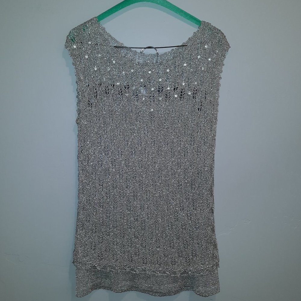 Vintage with shiny beads and silvery thread mini skirt set Christmas New Year's